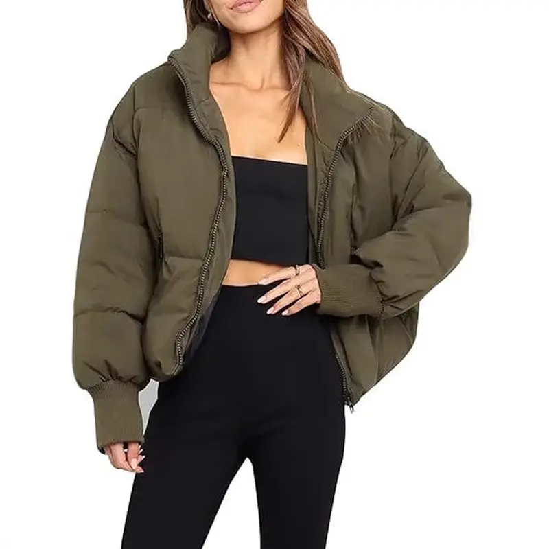 Women 2026 Short Puffer Jacket, Loose Fit Slimming Bubble Coat, Warm Lightweight Winter Outerwear