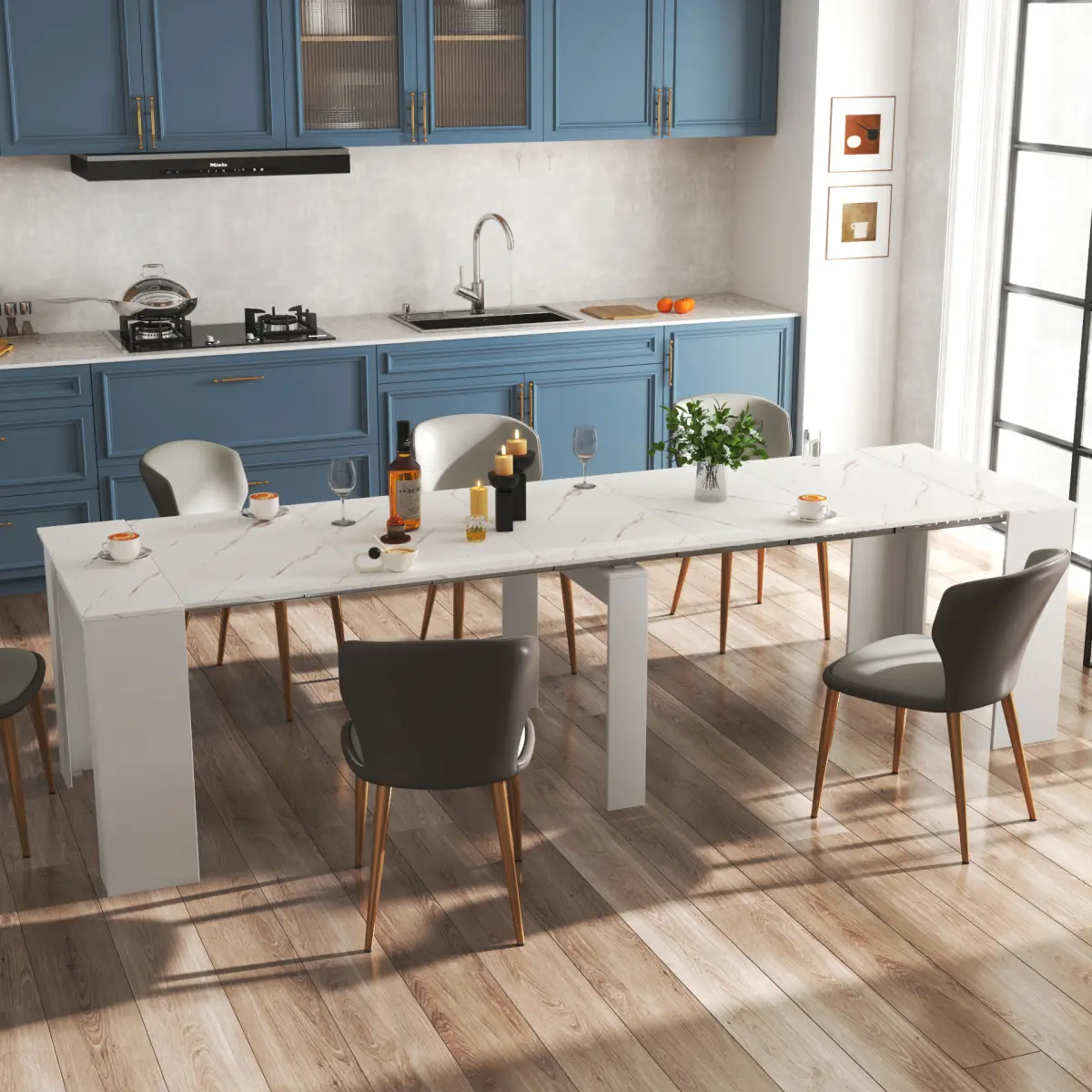 Multifunctional extendable console table