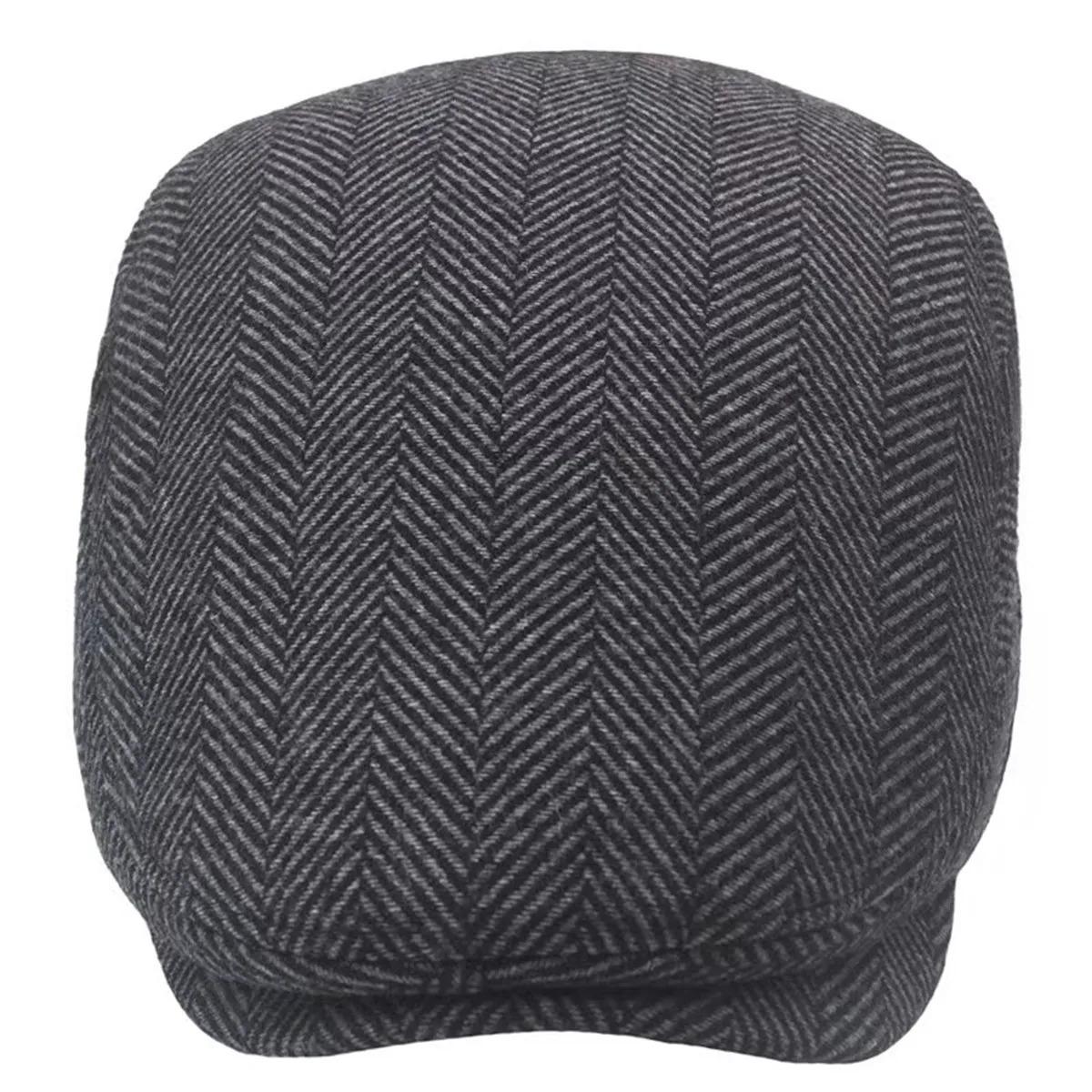 Men Vintage Herringbone Newsboy Caps British Painters Hats Spring and Autumn Adjustable Flat Cap Hip Hop Berets Peaked Cap