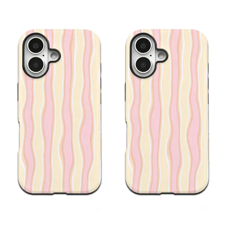 Light-colored wavy stripe pattern phone case, sturdy and durable 2-in-1 case, compatible with iPhone 17/16/15/14/13/12/11 Pro Max/Plus/Pro, Galaxy S25/S24/S23 Ultra.Durable, stylish protection, modern design,Vintage,Skull,Prot,gift,minimalist,fashion case