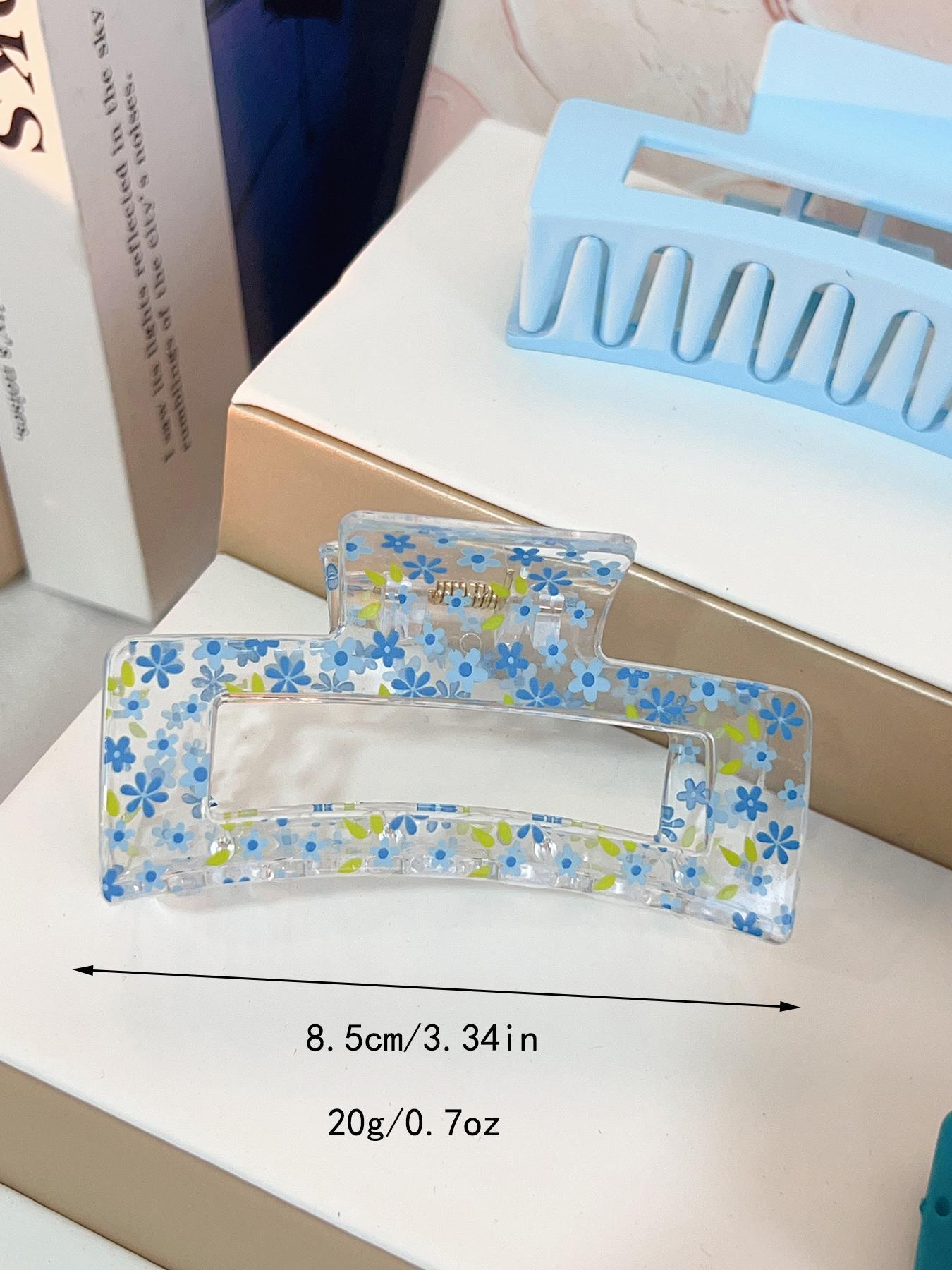 Plain Color & Cute Flower Pattern Hair Claws Set, 3 Counts Medium Size, Fashionable Hair Accessories for Women & Girls, Casual Versatile Hair Accessories for Daily Wear