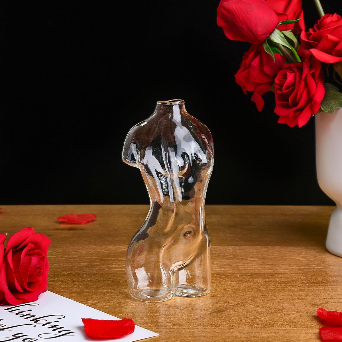 Creative Clear Model Shaped Glass Vase, 1 Piece Modern Simple Transparent Glass Vase, Spring Flower Arrangement Vase, Decorative Flower Vase for Home Office Dormitory, Home Decor, Modern Plant Vase, Home Decoration