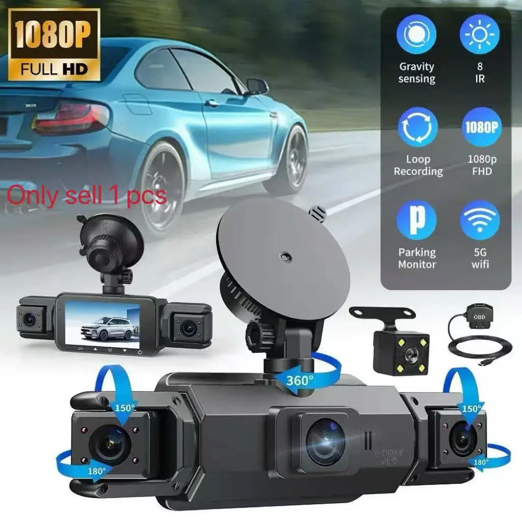 2026 New Release 4 channel dash cam with backup camera, full panoramic view, 24/7 parking monitor. Simultaneous 4-camera recording, WiFi connectivity, 64GB storage, night vision & HDR image processing.