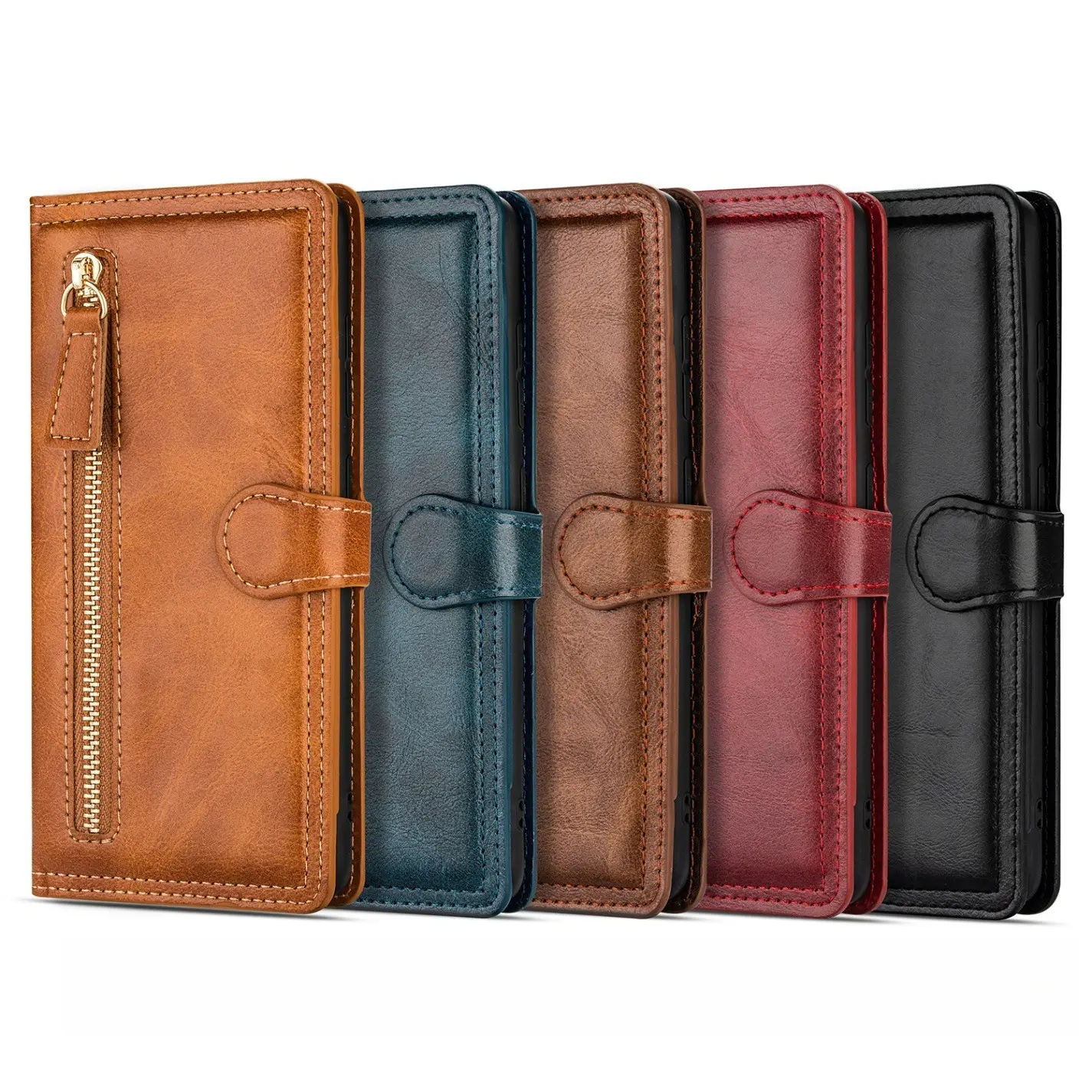 Compatible with Pixel 9 Pro XL 9 8A 8 Pro 8, PU Leather Shockproof Zipper Wallet Flip Phone Case with Multi Card Slots HNZ0733