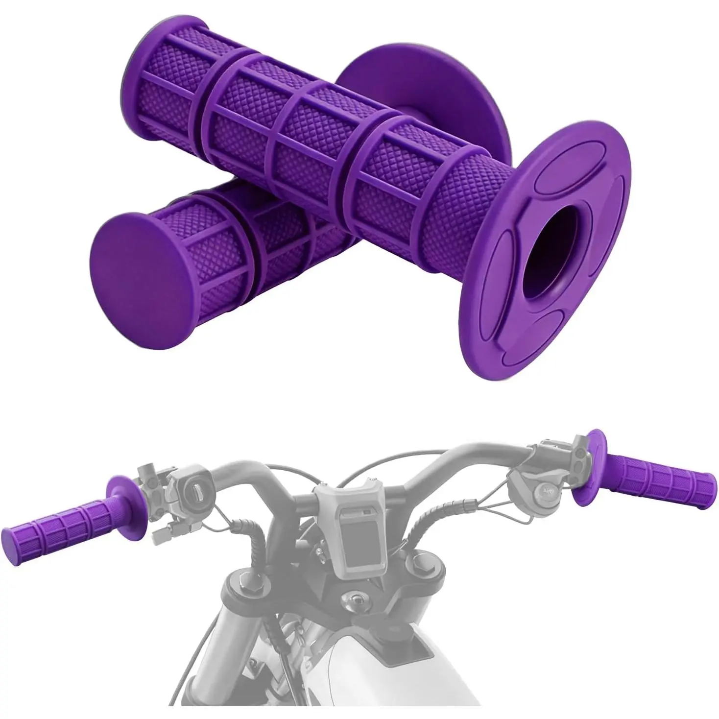 7/8" Soft Rubber Motorcycle Parts Handlebars Grips, Unisex Universal Slip-On Install Motocross Set, Anti-Slip Anti-Vibration Utility Replacement for Off-Road Dirt Bikes, ATV, Mini Moto, Off-Roading