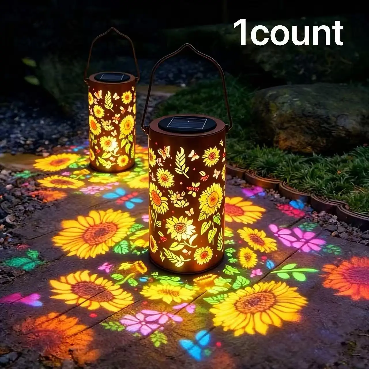 Solar Powered Sunflower Butterfly Lantern, Solar Outdoor Light, Solar Decorative Lights, Ip65 Waterproof Garden Decor, Colorful Lawn Lighting, Ideal for Patio, Courtyard, Backyard, Porch, Garden Lights