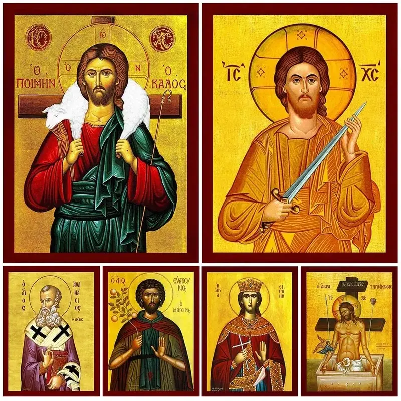 Vintage Jesus Christ Canvas Poster, Religious Christian Wall Art Print, Nordic Faith Home Decor for Living Room Bedroom Church Prayer Room, Holiday Gift