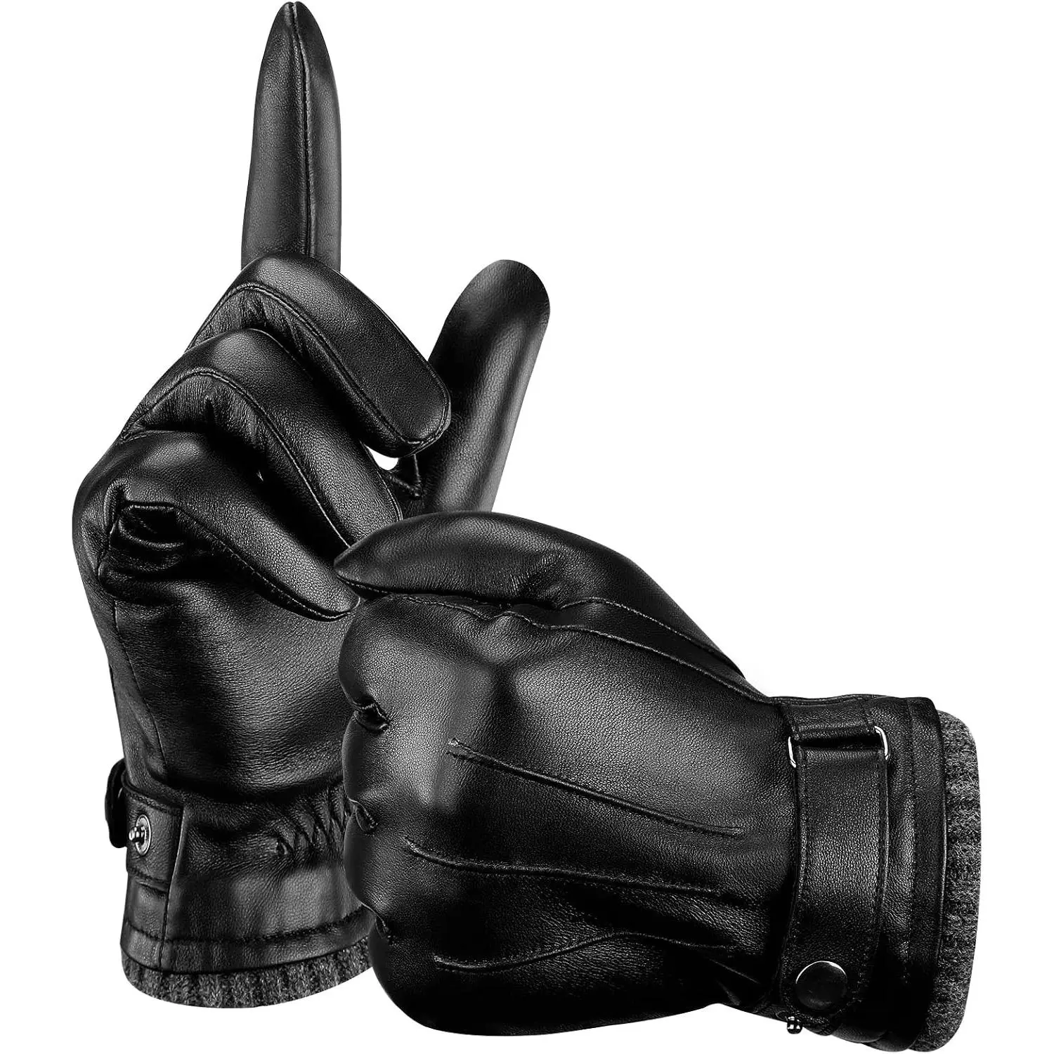 Leather Gloves for Men, Soft Warm Lining Full Hand Touchscreen Winter Gift Thermal(Gift)