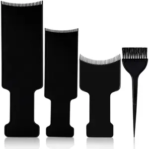 4-Piece Balayage Hair Highlighting Kit, Black Nylon Combs & Brush Set for Salon & Home Use