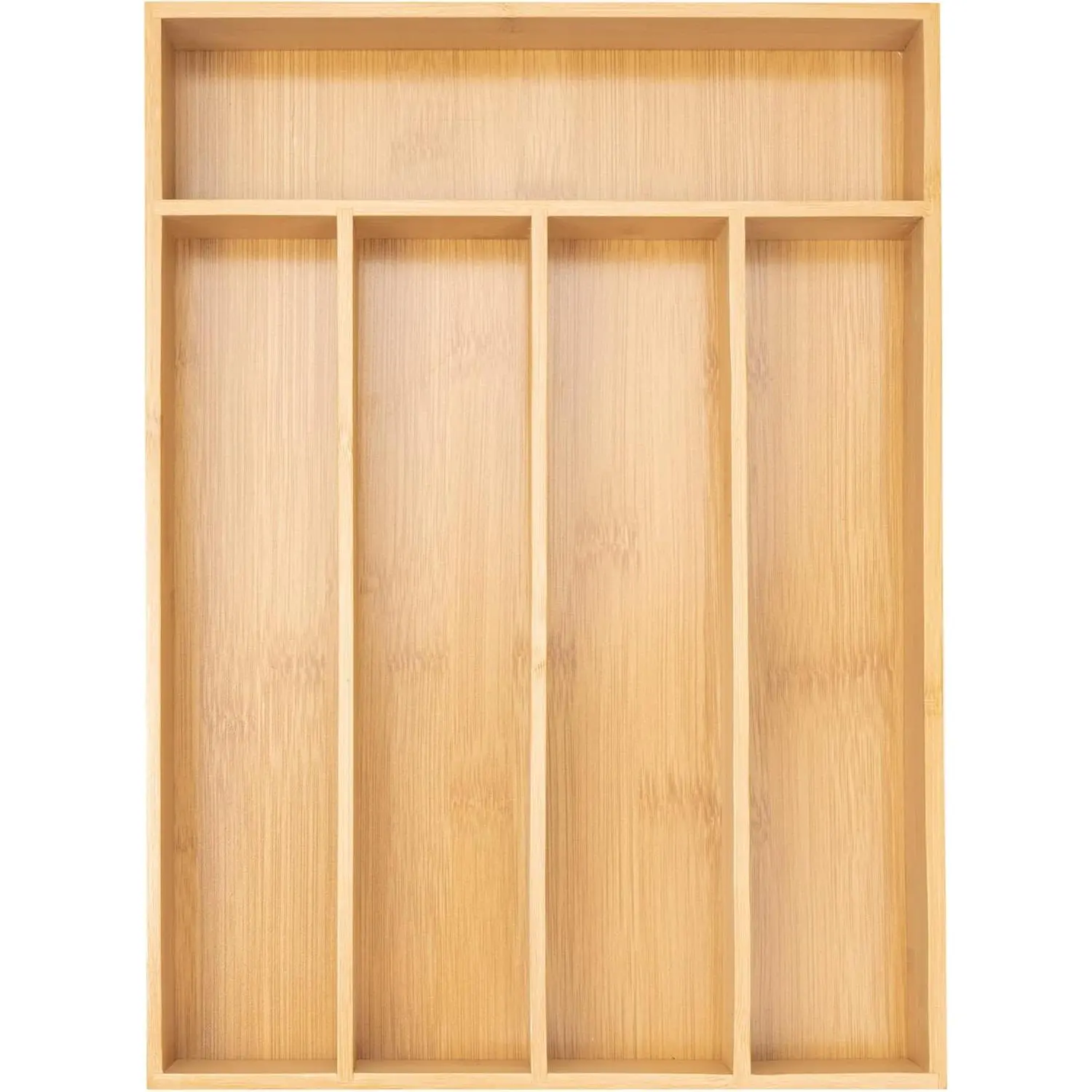 Silverware Organizer Kitchen Drawer Organizer Utensil Organizer Bamboo Silverware Holder Cutlery Organizer in Drawer Flatware Organizer Tray(5 slots, Natural