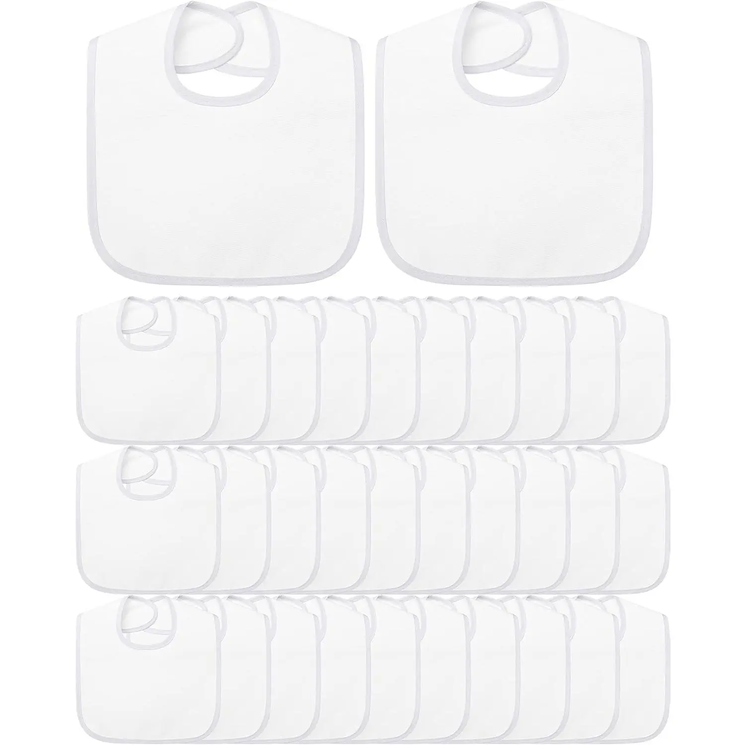 30 Pcs White Bibs Baby Unisex Teething Bib 2 Ply Waterproof Absorbent Durable White Bibs Bulk DIY Baby Shower Games Decorating Washable Reusable Newborn Toddler Feeding Drooling