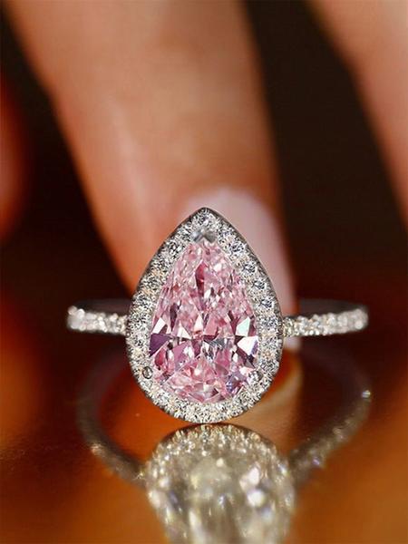 Elegant Water Drop Shaped Rhinestone Decorated Ring Perfect As Gift, Fashion Accessories for Wedding Party, Engagement Gift for Women