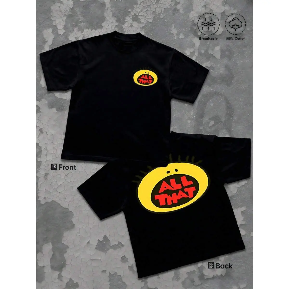 Yellow Smiley Logo Double Sided Graphic Short Sleeve T Shirt Mens 100 Pure Cotton Vintage Retro Y2K Streetwear Casual Top Summer Everyday Outfits