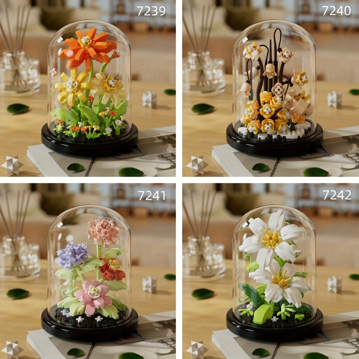 DIY Flower Building Blocks Set - Romantic Proposal Decor, Desktop Ornament & Puzzle Toy, Perfect Birthday Gift Ramadan Mubarak