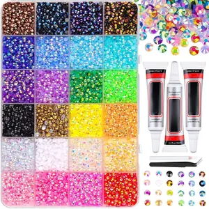 Resin Rhinestones & Tweezers Craft Kit - Mixed-Color Non Hotfix Flatback Gems, Sparkly Bedazzling Crystals for DIY Crafts, Clothing, Tumblers, Mugs, Shoes, Fabric Decor, Nail Art & Makeup Projects