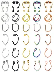 20g Stainless Steel Hoop Earrings, Clip on Earrings, Lip Ring, Nose Ring, Septum Ring, Piercing Jewelry, 30pcs Set, Hypoallergenic, Gift Choice