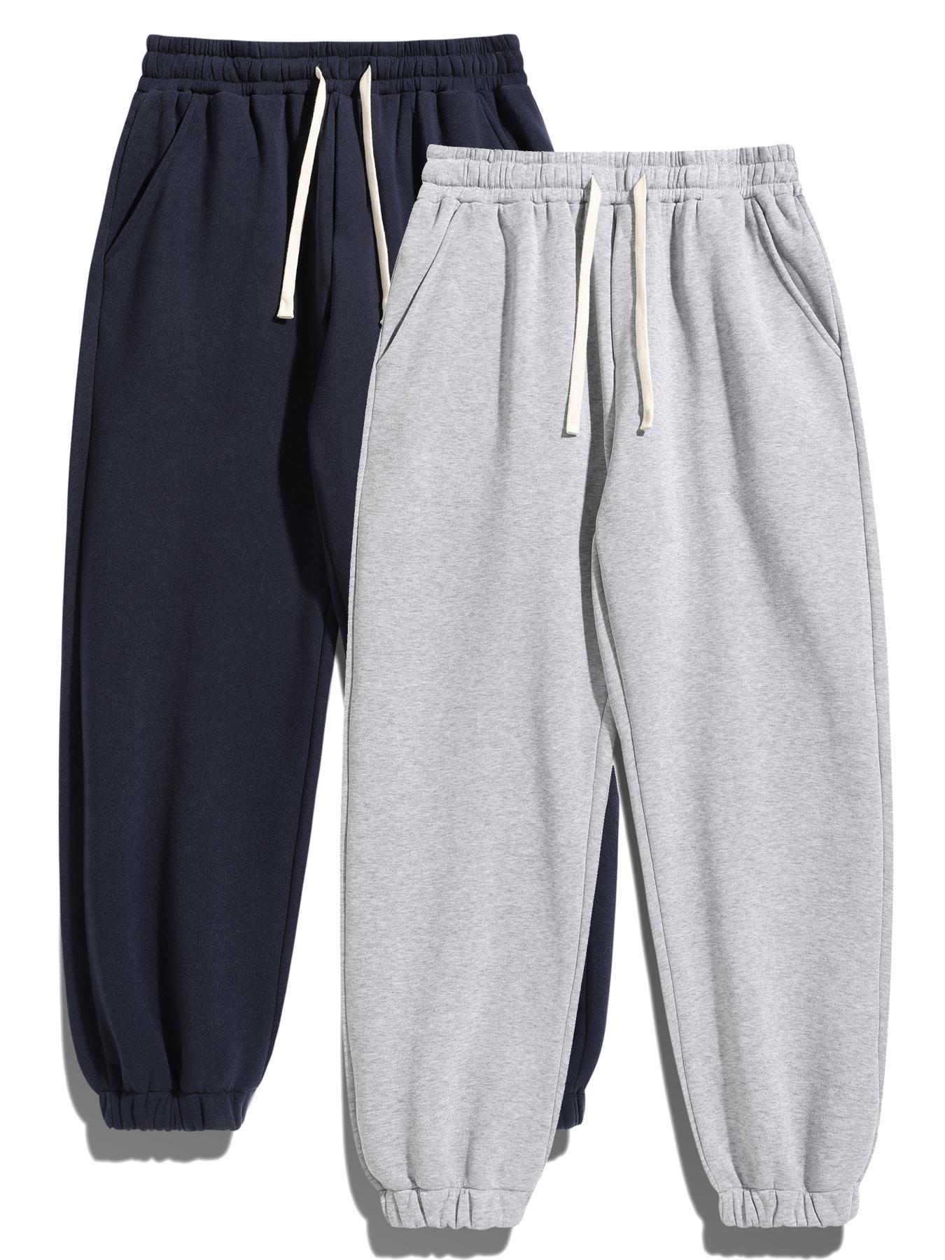 Men's Solid Drawstring Waist Thermal Lined Sweatpants, Casual Comfy Regular Fit Jogger Pants for Fall & Winter, Men's Trousers for Daily Wear, Pants for Men, Work Pants Men, Baggy Trousers, Men's Bottoms, Workout Joggers, Casual Sports Trousers