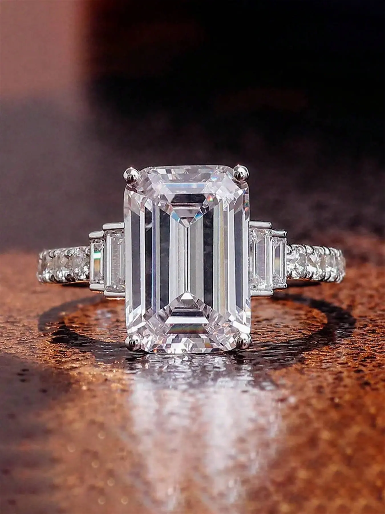 1 PC Romantic Cubic Zirconia Ring For Women Bridal Ring For Wedding Engagement Party Jewelry Valentine's Day Gift Elegant Glittering Ring