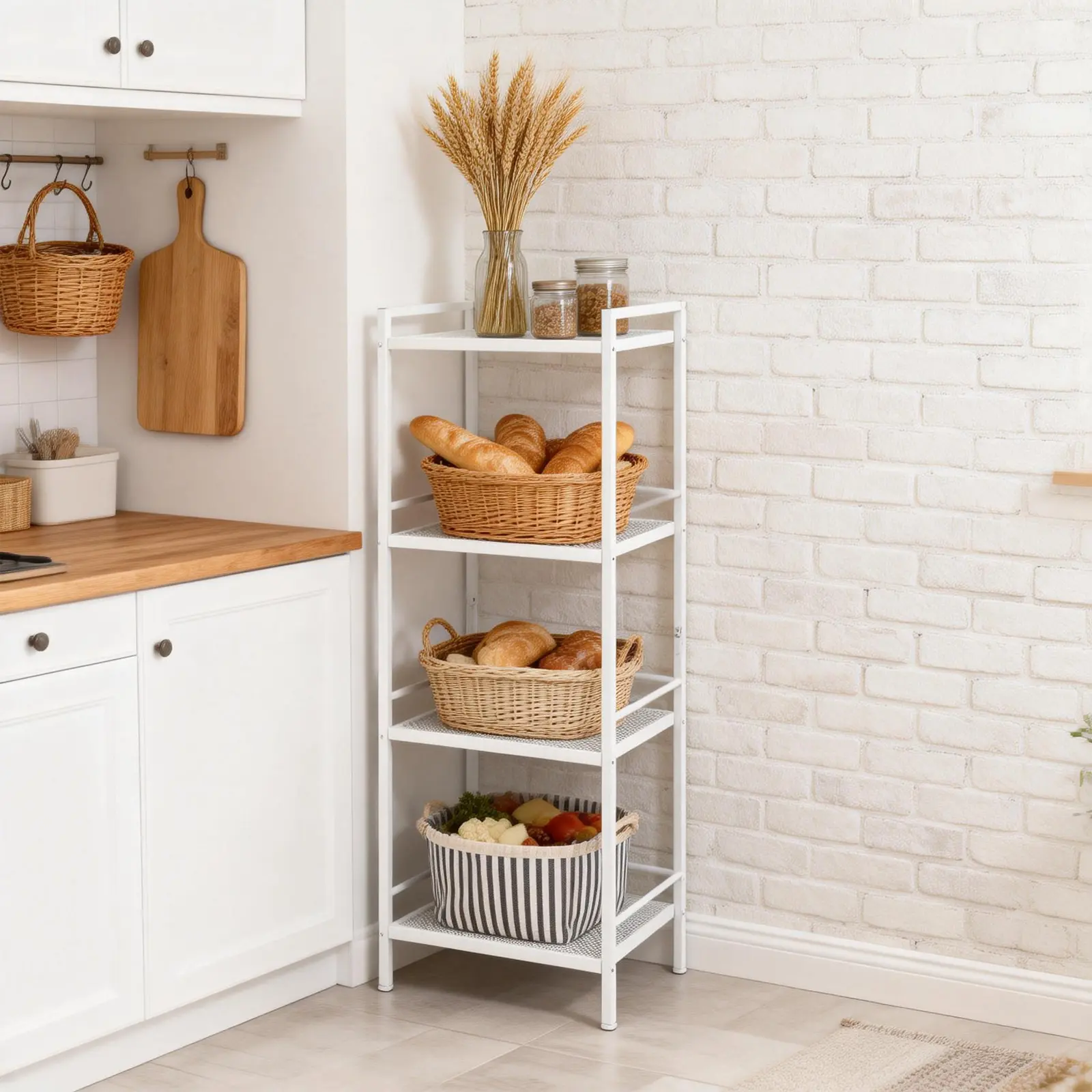 3 Tier Bathroom Shelf Freestanding, Space-Saving Bathroom Storage Shelves, Multi-functional Storage Rack for Living Room Bedroom Kitchen Office