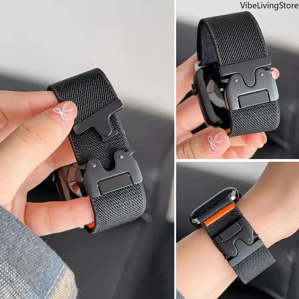 Men's Stretchy Nylon Watch Band with Adjustable Titanium Parachute Buckle - Accessories, Solo Loop Strap for Ultra & Series Watches (38mm-49mm), Men's Accessories, Running, Women, Unisex