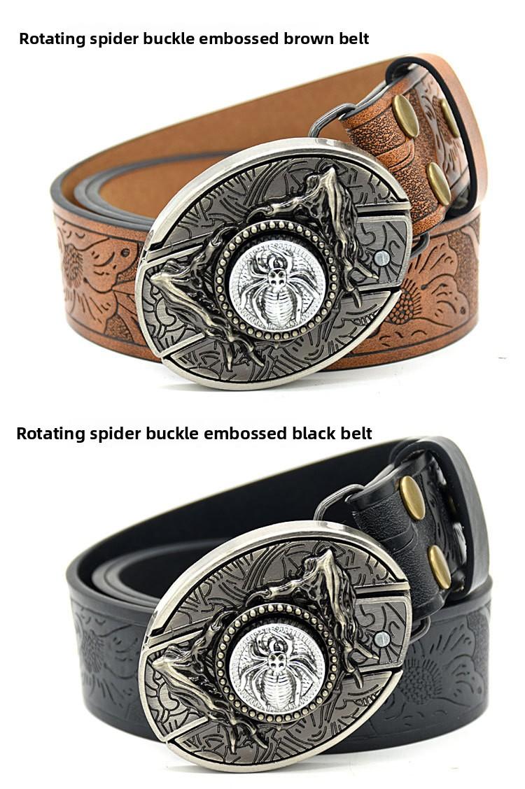 Men's belt, featuring embossed patterns, smooth buckle, personalized student fashion prints and engraved designs