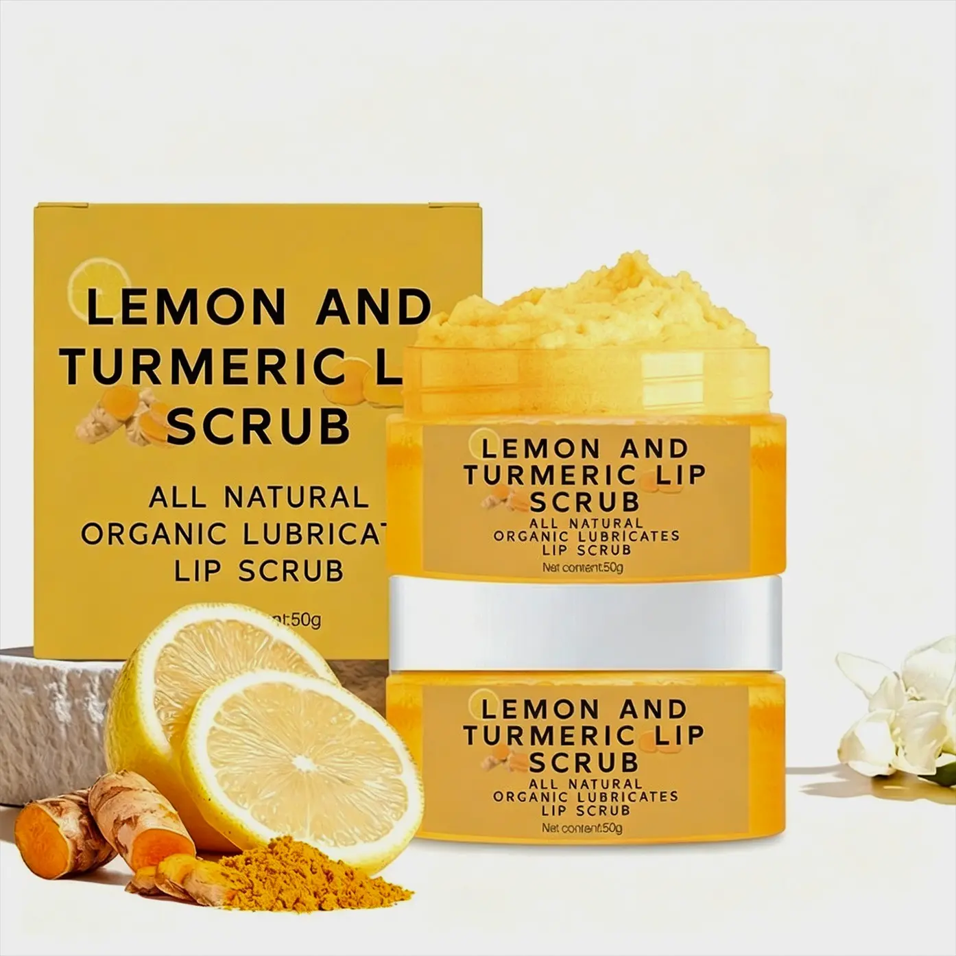 Lip Scrub Set, Lip Product, Exfoliating Lip Treatment with Turmeric Lip Exfoliator Paste and Lip Brush, Brightening Glow Lip Care Kit,  Non-Flammable Aerosol Safe
