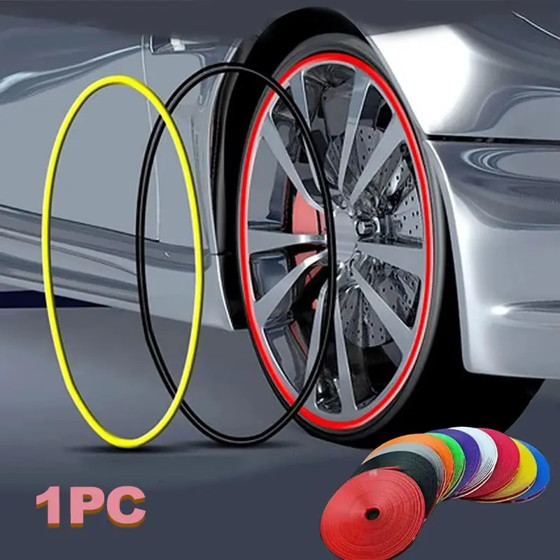 8m Car Wheel Rim Protector Strip, Rubber Tire Guard Ring, Universal Fit Auto Accessories, Anti-Collision Scratch Protection, Durable Tire Edge Decorative Line