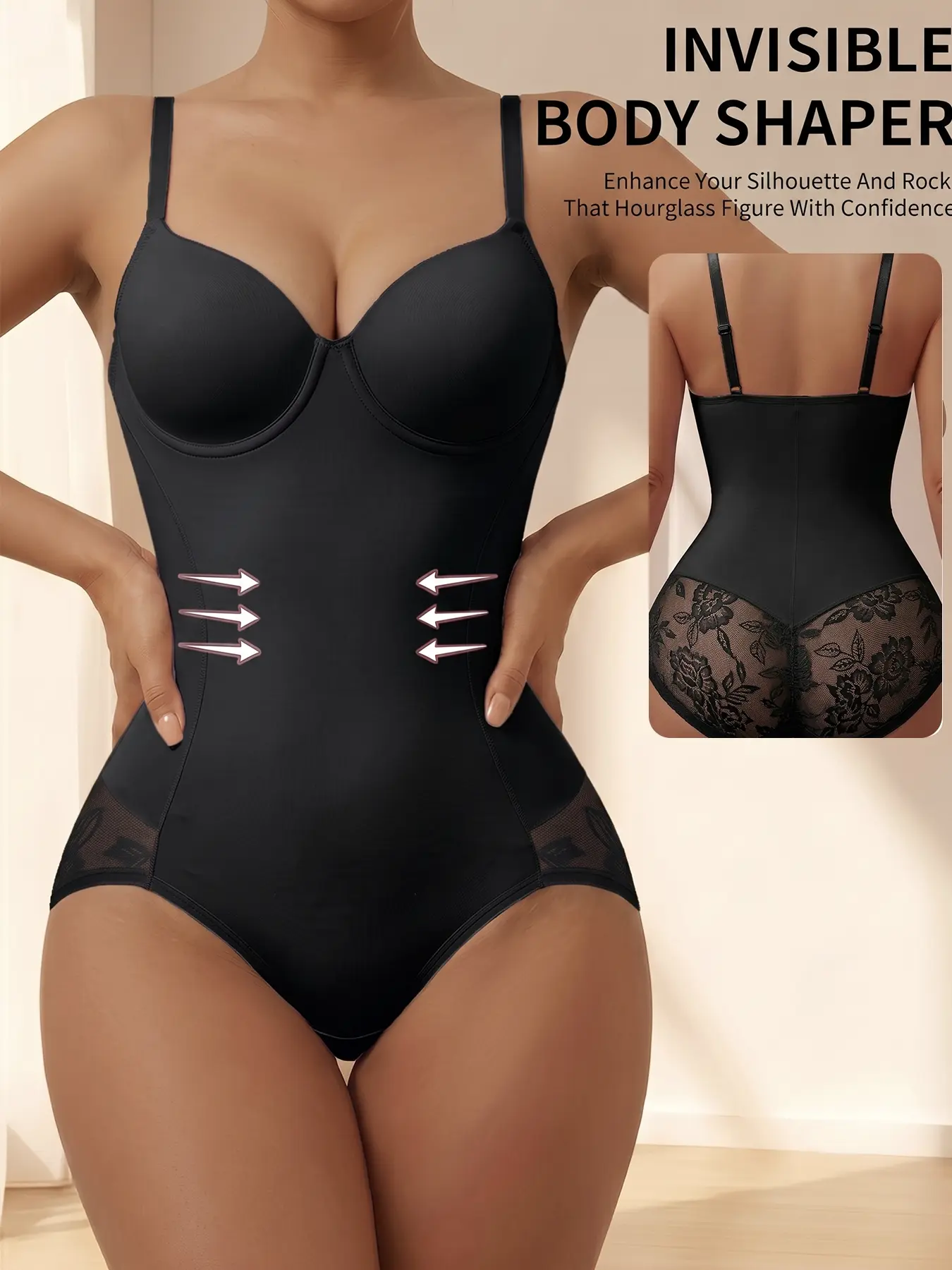 One-piece corset women's underwire bra gathered plastic, lace stitching breathable one-piece, adjustable shoulder straps body corset