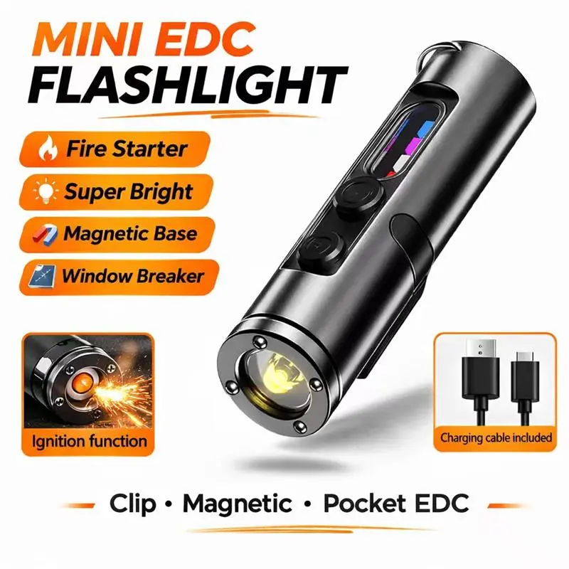 Multi-Tool Flashlight| Rechargeable Compact Pocket Light, 500 Lumens ...