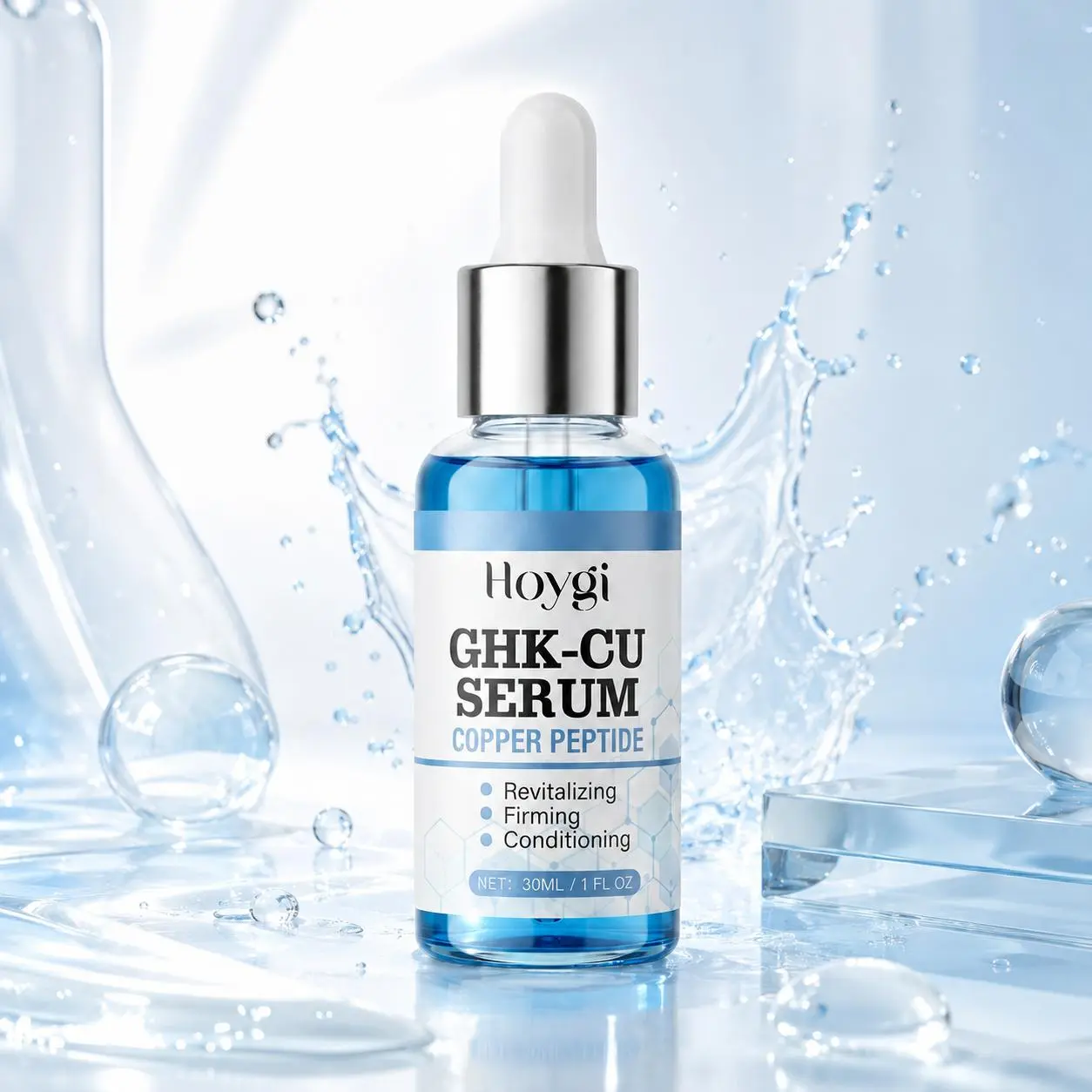 GHK-Cu Copper Peptide Liquid Face Serum, Skin Repair Anti-Aging Formula with Hyaluronic Acid for Firming, Wrinkle Reduction, Pore Control & Texture Regeneration, 1 fl oz