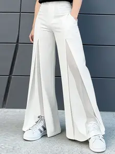 INCERUN Men's Casual Fashion Long Pants, Patchwork Semi-Transparent Long Pants, Ideal for Daily Wear, Stylish and Comfortable