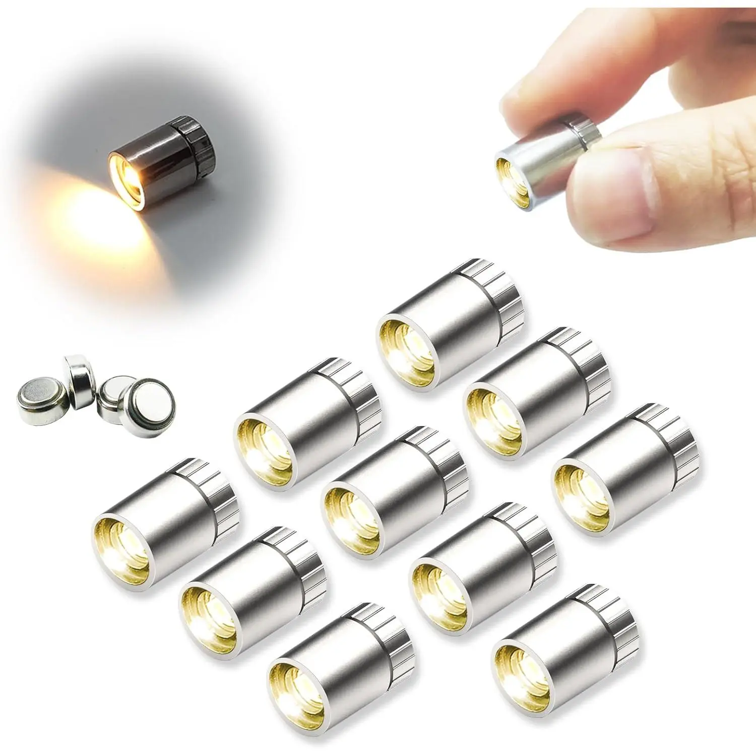 10 pcs Miniature Led Lights,Tiny Lights for Hand Craft/DIY,Miniature Lights Battery Powered, Dollhouse Light,Mini Lights for Toy Brick Building Blocks- 10 Pack (Warm White)