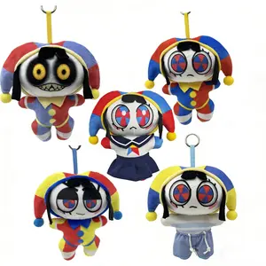 The Amazing Digital Circus Pomni Plush Keychain 5 Styles Complete Set Jester Outfit Sailor Uniform Striped Loungewear Dark Horror Mask Variant Colorful Jester Hat With Bell Tips Red Blue Geometric Big Eyes Cartoon Game Mini Stuffed Bag Charm Gift For Teen