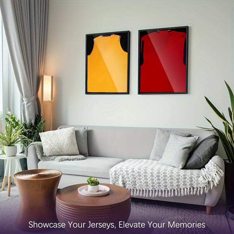 [UV Protection Jersey Display] 2pcs Sports Jersey Display Case Bundle - Shadow Box Frames - 98% UV Protection, Hangers, Acrylic Cover, And Valet Pinboard