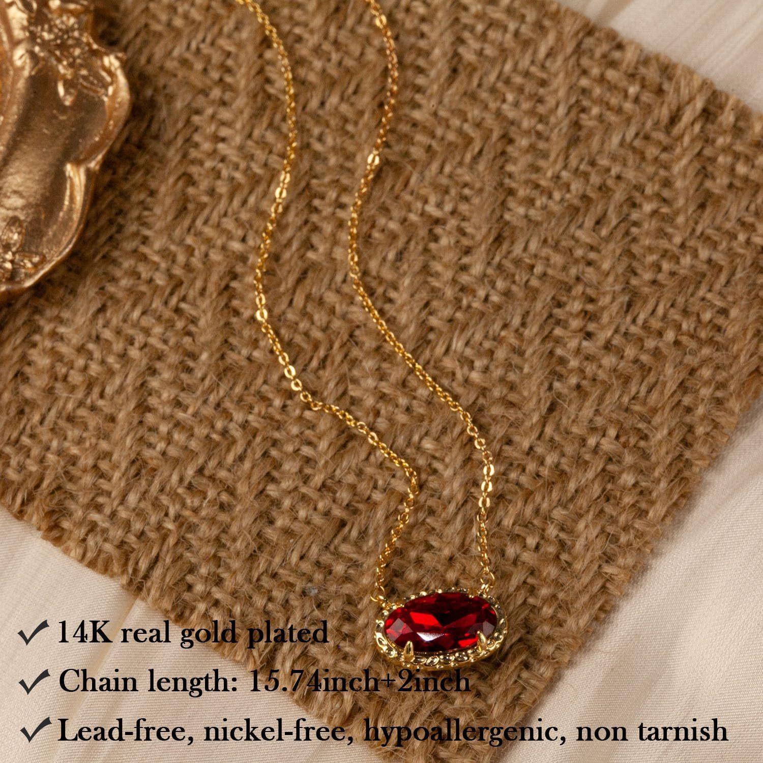 European and American cross-border best-selling necklace with colorful zircon and natural stone, oval collarbone chain, fashionable and trendy niche personalized jewelry