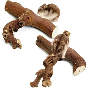 2 PCS Wooden Hamster Climbing Branches 5.9 in Natural Grapevine Syrian Hamster Chewing Toys Small Animal Habitat Decor Accessories for Gerbils Mice Rat and Dwarf Pets