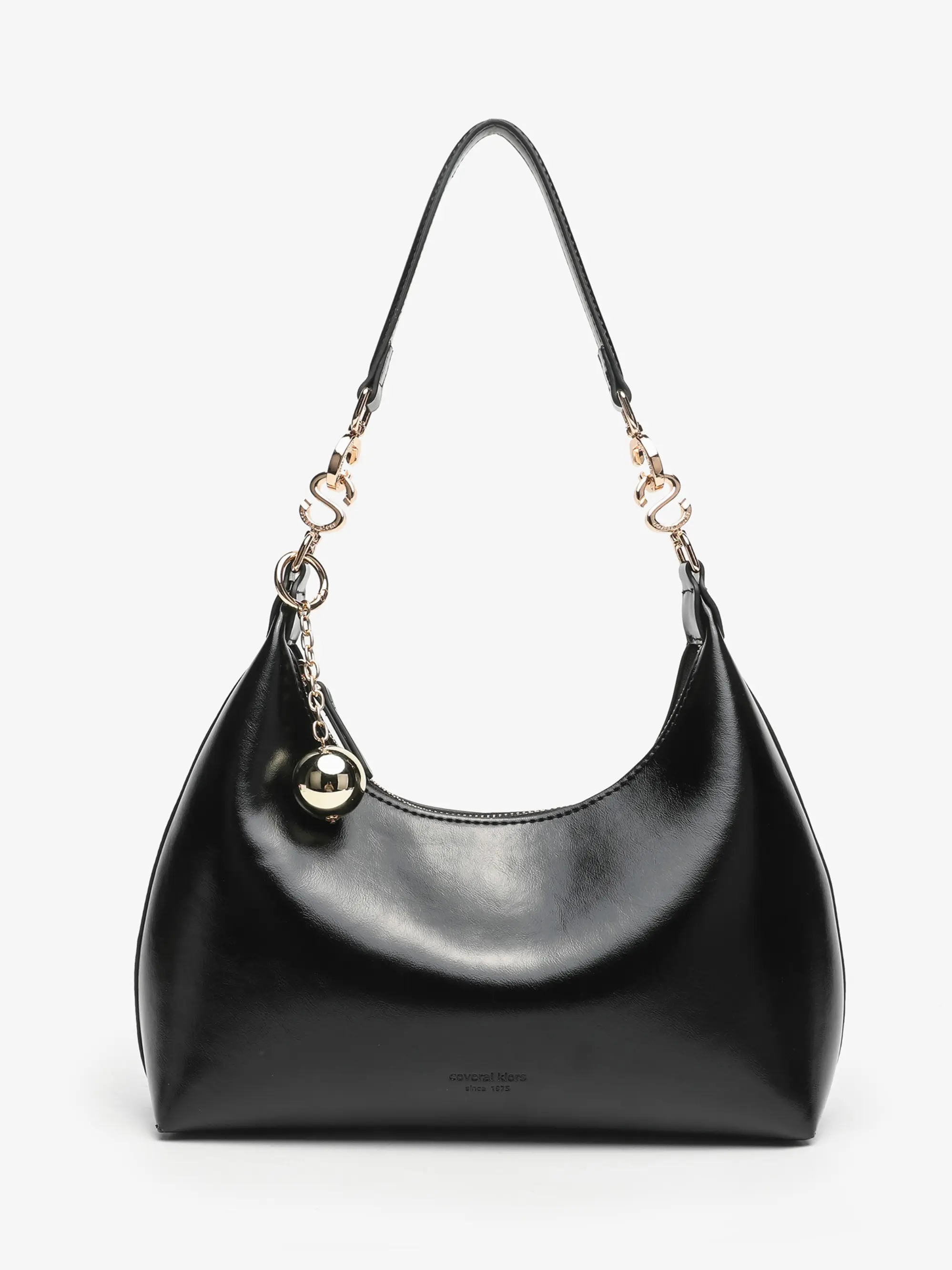 COVERAL KLORS Women Vintage Shiny PU Leather Hobo Bag, Silver/Gold S Size Chain Crossbody Bag, Soft Fluffy Texture Underarm Shoulder Bag with Detachable Wide Strap, Multi Pocket Large Capacity Work Daily Commute Handbag