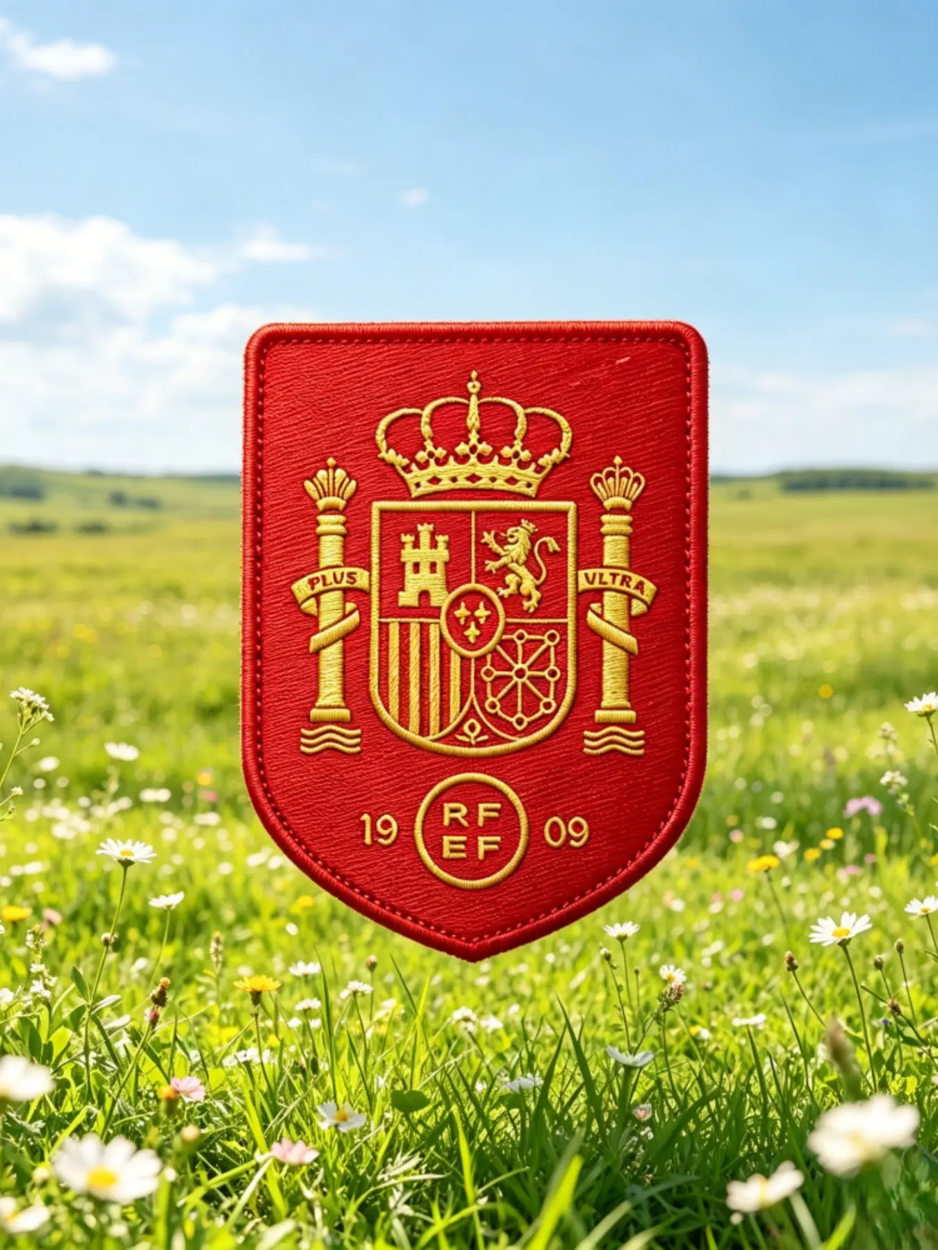 2 Pcs Spain National Team Embroidered Patch, Royal Badge Iron-On or Sew-On, for Jerseys, T-Shirts, Hats, Jackets, Bags, Outdoor Sports Gear