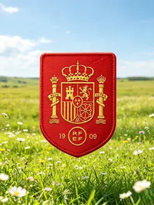 2 Pcs Spain National Team Embroidered Patch, Royal Badge Iron-On or Sew-On, for Jerseys, T-Shirts, Hats, Jackets, Bags, Outdoor Sports Gear