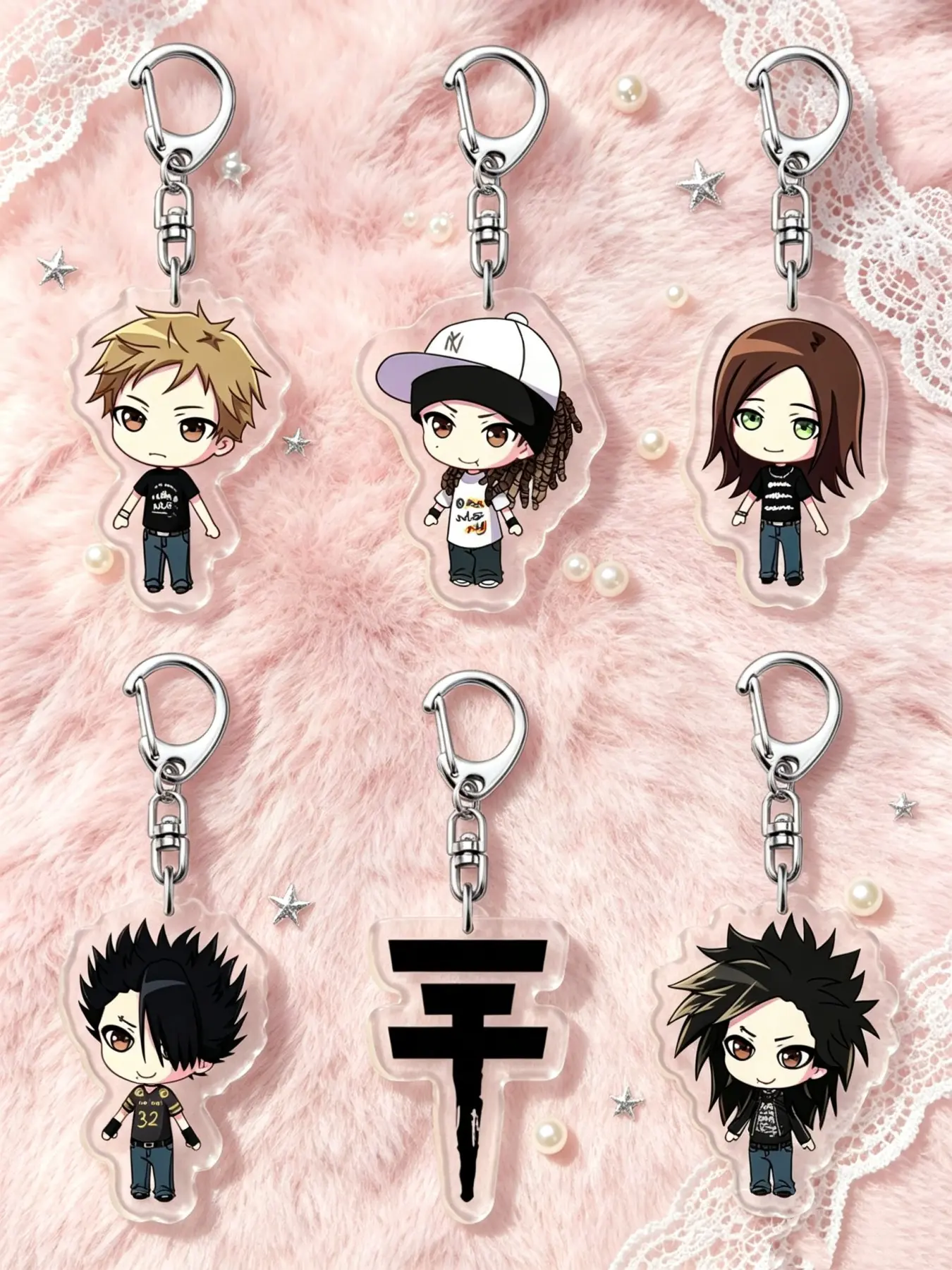 Tokio Hotel Acrylic Keychain, Cute Cartoon Characters, Retro Rock Band Merchandise, Fan Gift, Backpack Strap, Earphone Clip, Collectible Accessory