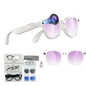 Smart Glasses with Build-in Camera , 2MP Camera, Video Recording, 270Mah Battery ,Hands-free Bluetooth Calling,Music Control, AI Translation ,3 Lens Total(Sunglasses +Anti-Blue Lens+Gradient ),AI Glasses