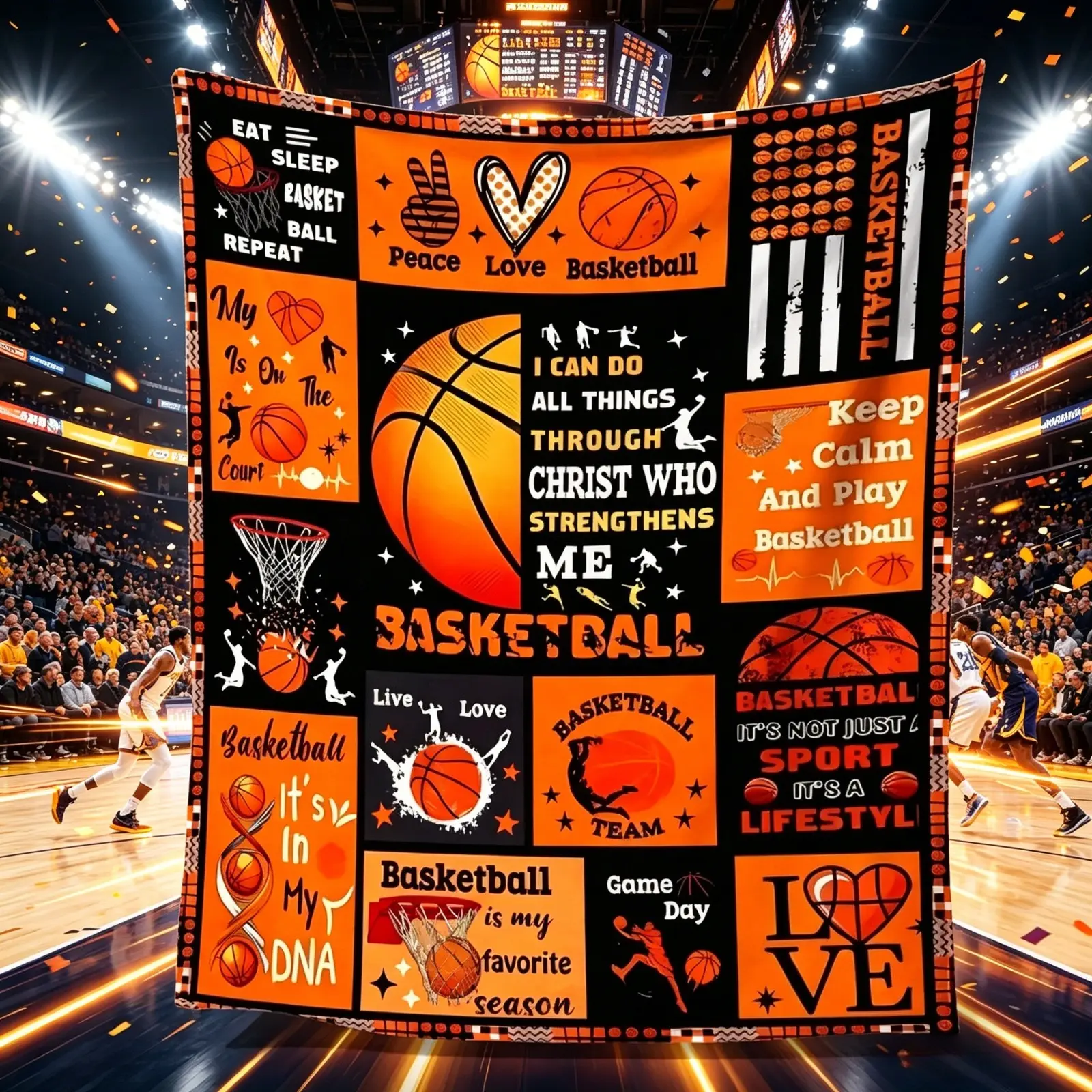 Basketball Plush Blanket for Kids & Adults, Ultra Soft Flannel Fleece Throw Blanket, Cozy Air Conditioner Blanket for Sofa Couch Bed, Boys Girls Teenagers Sports Fan Blanket, Lightweight All Season Blanket, Basketball Gift for Birthday Christmas Holiday,