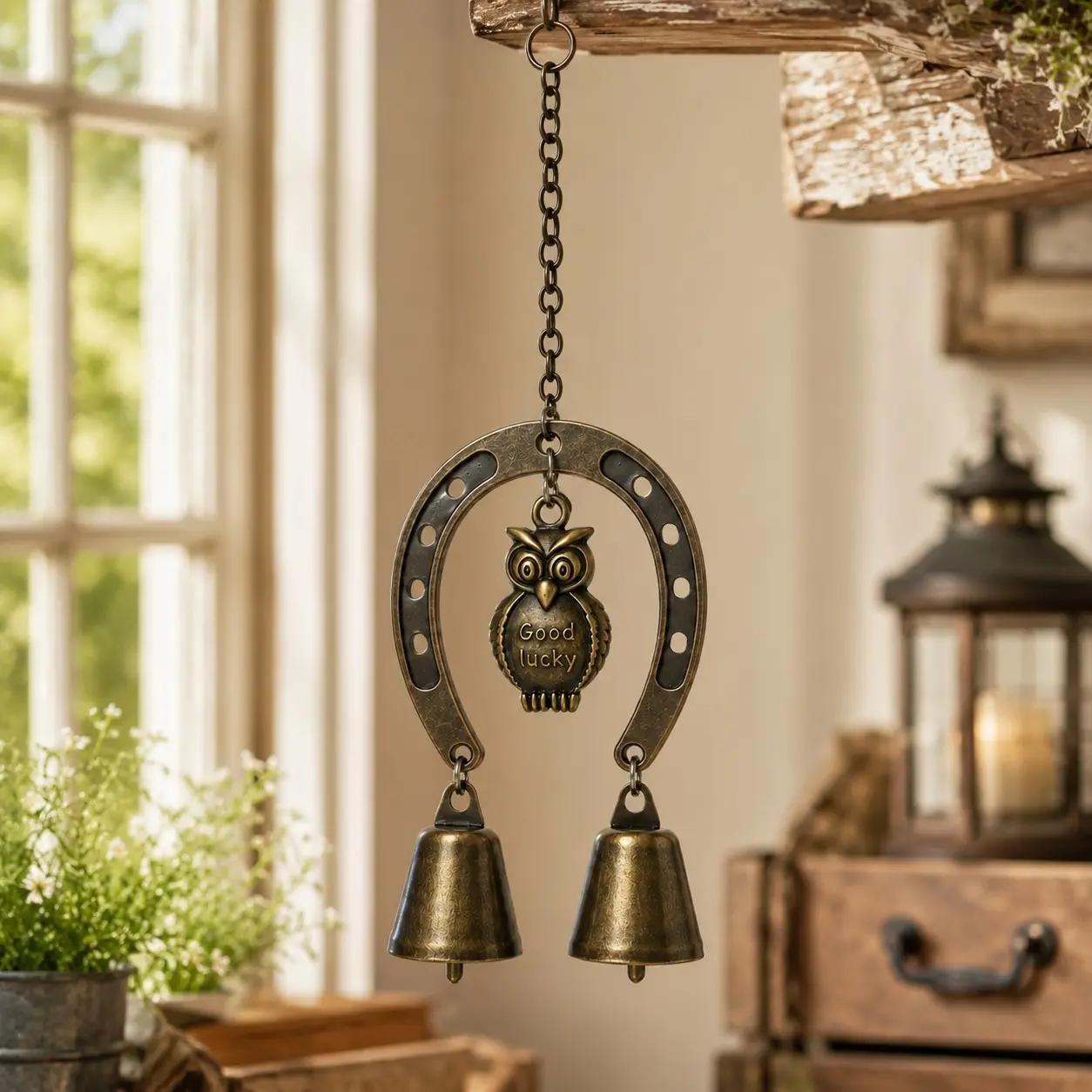 Owl Lucky Bell, Bring Good Luck Charm, Perfect for Garden Decor, Indoor Outdoor Use, Ideal Holiday Gift, Decorative Owl Ornament, Outdoor Wind Chimes, Garden Accessories