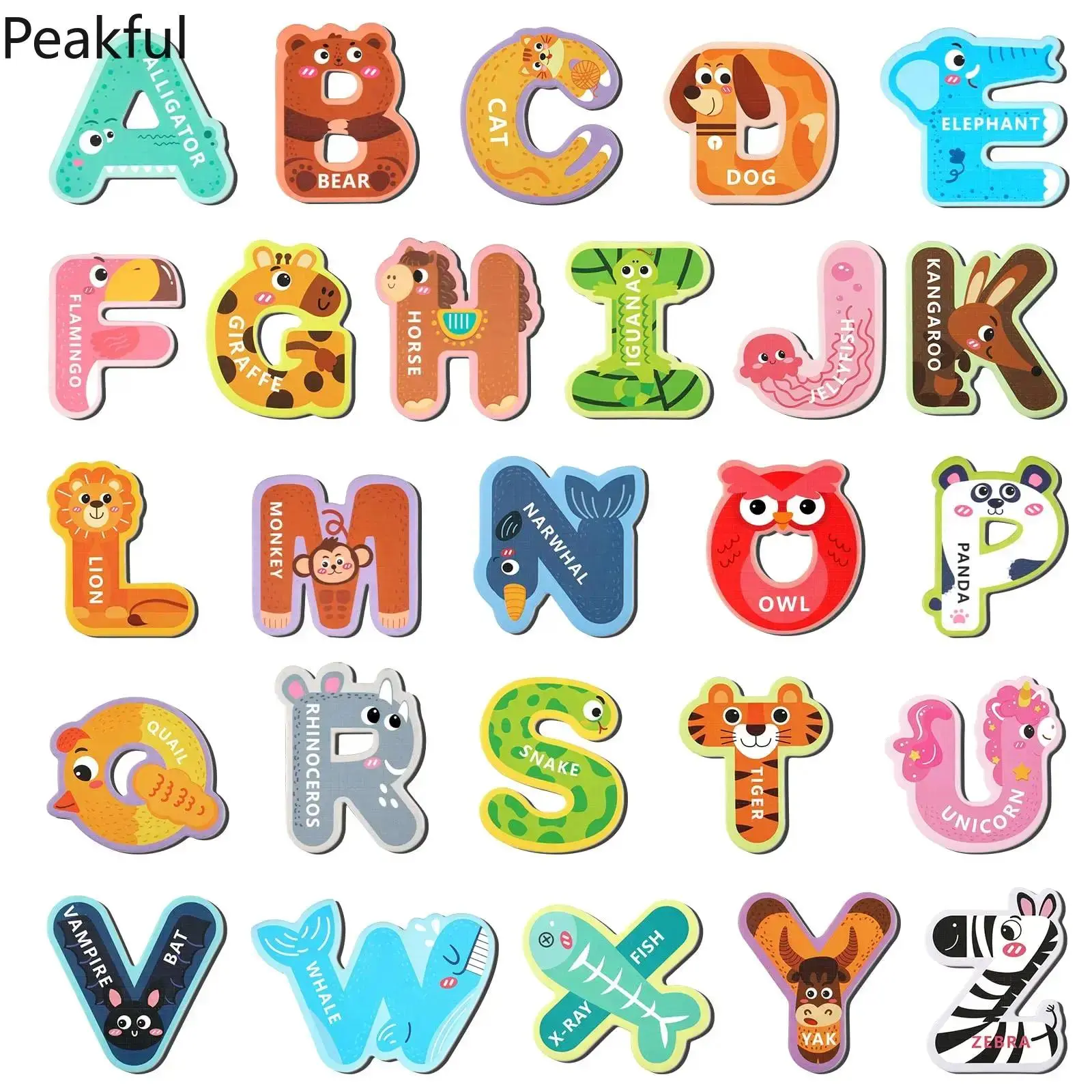 Thick EVA Vegetable-Themed Fridge Magnets for Toddlers 3-5, Colorful ABC Animal Uppercase Letters with Detachable Magnet, Fun Educational Home Decor Gift for Kids & Parents