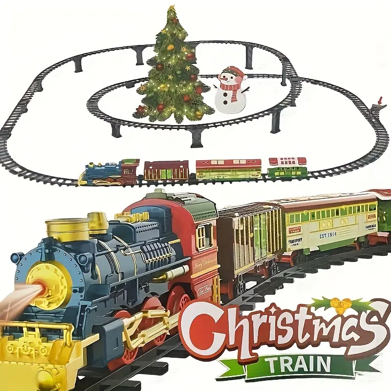 Christmas Electric Track Set, Children's Holiday Gift with Music and Lights (Batteries Not Included), ABS Material, Christmas Toy Accessories Decoration for Thanksgiving