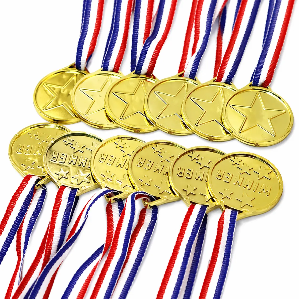 Kids' Party Award Medals – Durable Plastic Trophy Stars with Metallic Finish for Classroom Competitions, Birthday Games, School Events, and Fun Recognition Activities – Set of Assorted Sizes and Colors