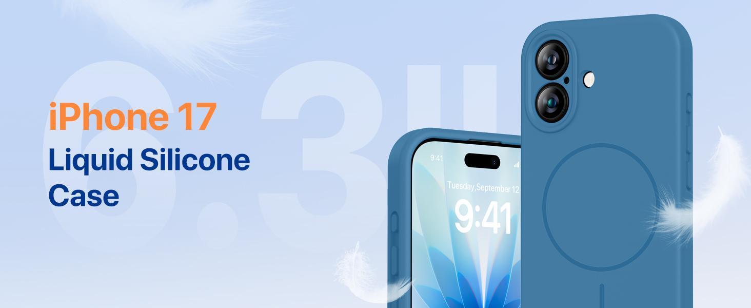 Magnetic for iPhone 17 Case, Compatible with MagSafe, Integrated Silicone Camera Control Cover, 3.0mm Thicken Shockproof Drop Protection Phone Case for 17,Capri Blue