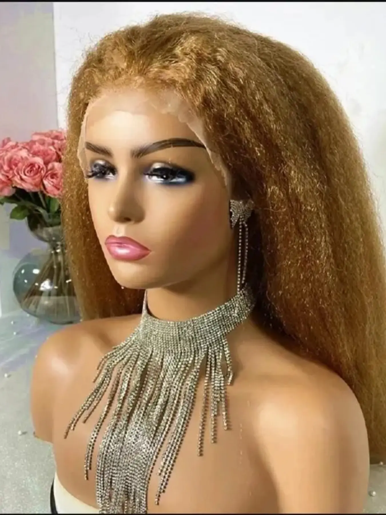 Daily Wear Wig, 13x4x1 Lace Front Full Cap, 30 Inch Soft Glue-Free Yaki Straight Hair, 180% Density, Heat Resistant Fiber
