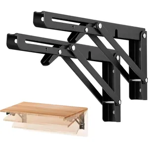 Pack Folding Shelf Brackets - Heavy Duty Shelf Brackets Matte Black Collapsible Shelf Brackets