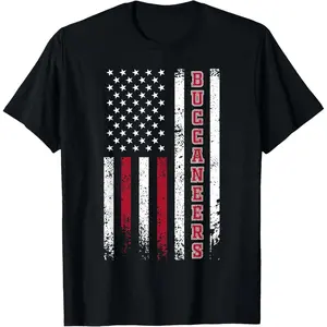 100% Cotton summer T shirt Round Neck Shortsleeve Buccaneers First Name Retro Vintage Tee, USA Flag Tropical Beach Casual Comfortable Breathable Outdoor Top